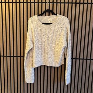 Jessica Simpson Cream Cable Knit Crewneck Sweater